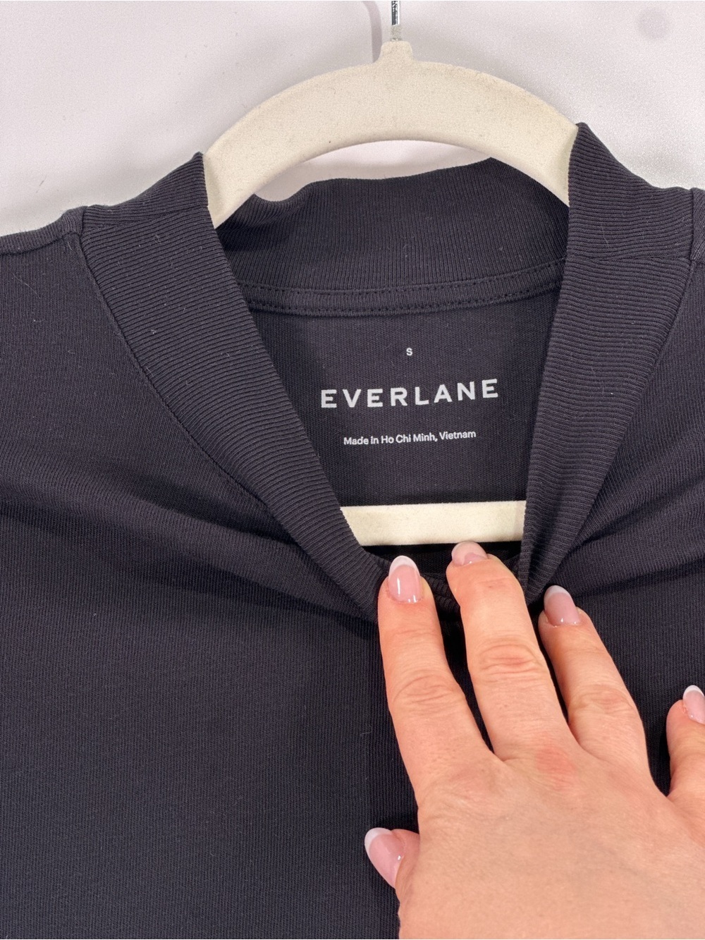 Everlane Mock Neck Short Sleeve 100% Cotton Swing Dress Black S - Picture 7 of 9